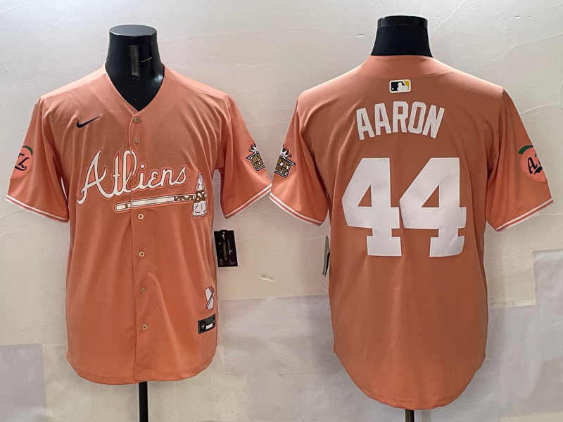 Men's Atlanta Braves Hank Aaron Pink 2025 City Connect Limited Player Jersey baseball jersey product view 1