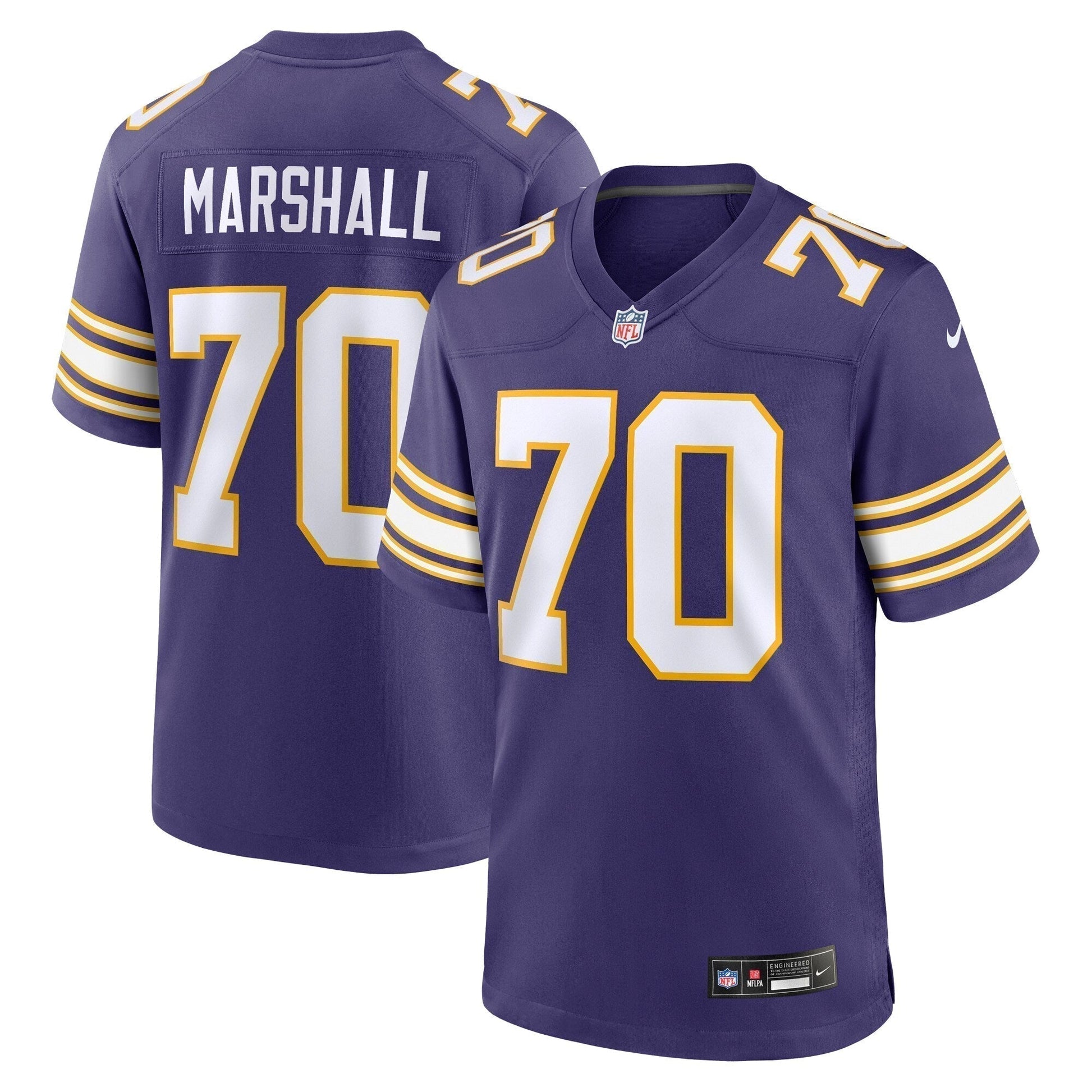 Jim Marshall Minnesota Vikings Classic Retired Jersey - Purple football jersey product view 1