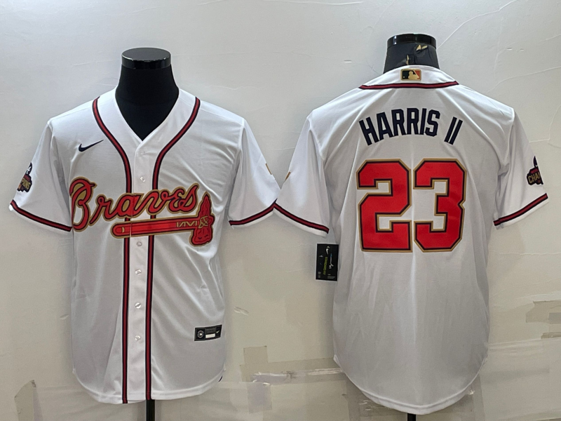 Men's Atlanta Braves Michael Harris II #23 White Replica Player Jersey baseball jersey product view 1