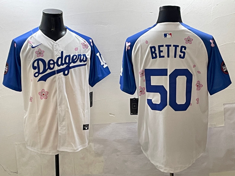 Men's Los Angeles Dodgers Mookie Betts White Replica Player Jersey baseball jersey product view 1