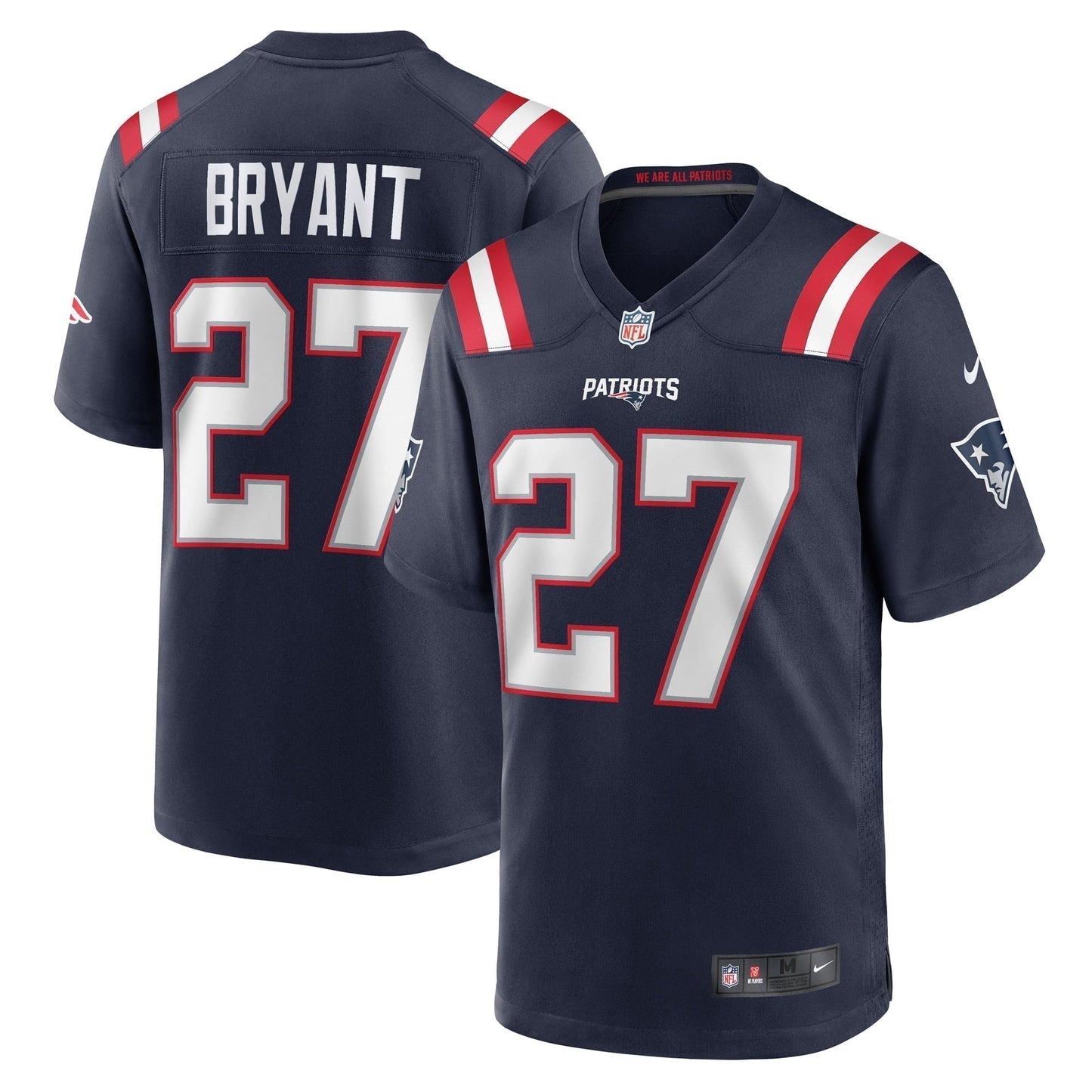 Myles Bryant New England Patriots Game Jersey - Navy football jersey product view 1