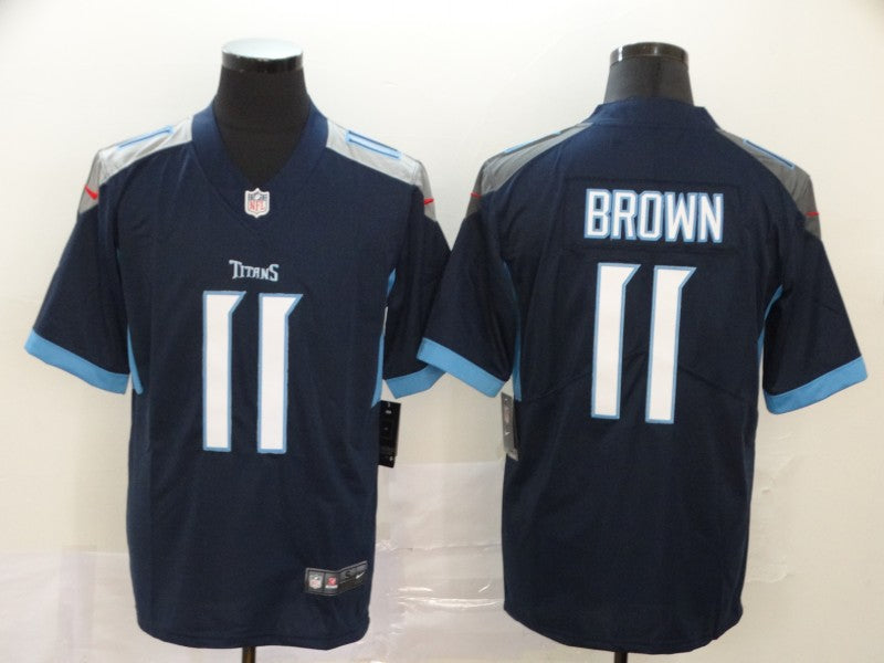 Men's Tennessee Titans A.J. Brown Navy Game Jersey football jersey product view 1