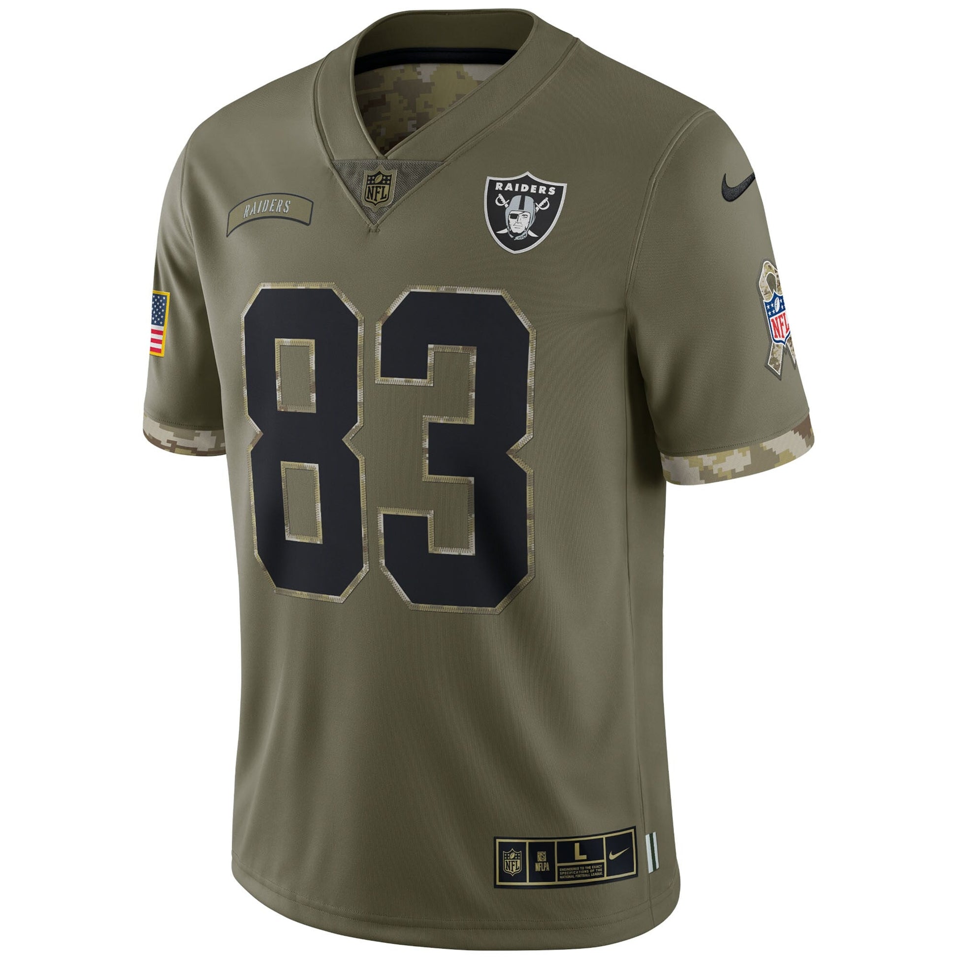 Darren Waller Las Vegas Raiders Salute To Service Limited Jersey - Olive football jersey product view 2