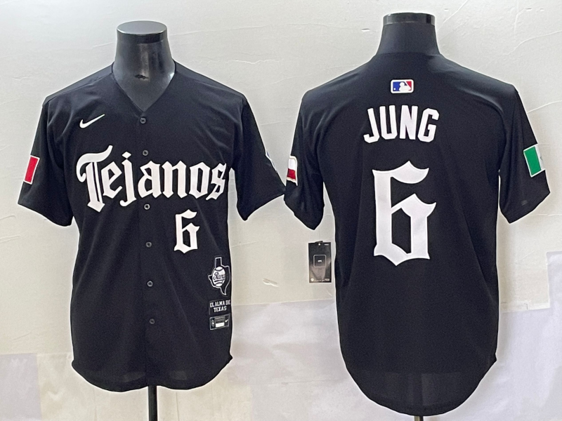 Men's Texas Rangers Josh Jung Black Player Jersey baseball jersey product view 1
