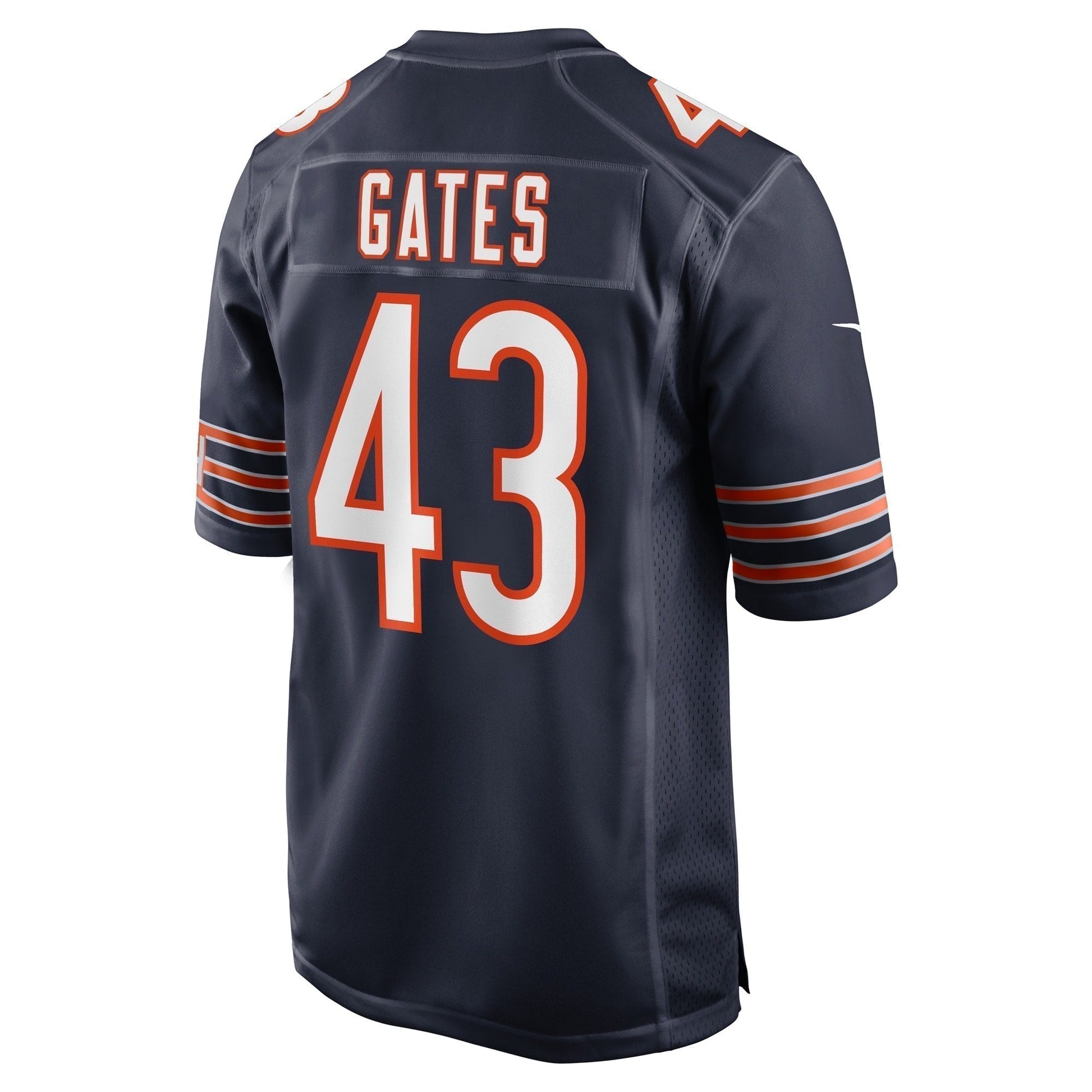 DeMarquis Gates Chicago Bears Game Jersey - Navy football jersey product view 3