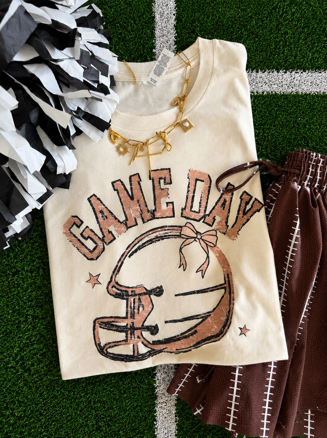 Game Day Bow Helmet Tee Unisex T-shirt, Sweatshirt, Hoodie, Long Sleeve Tee - T-Shirt, Sweatshirt, Hoodie