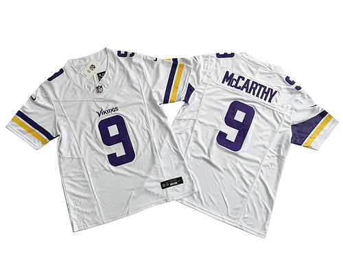 J.J. McCarthy #9 Minnesota Vikings Game Jersey - White football jersey product view 1