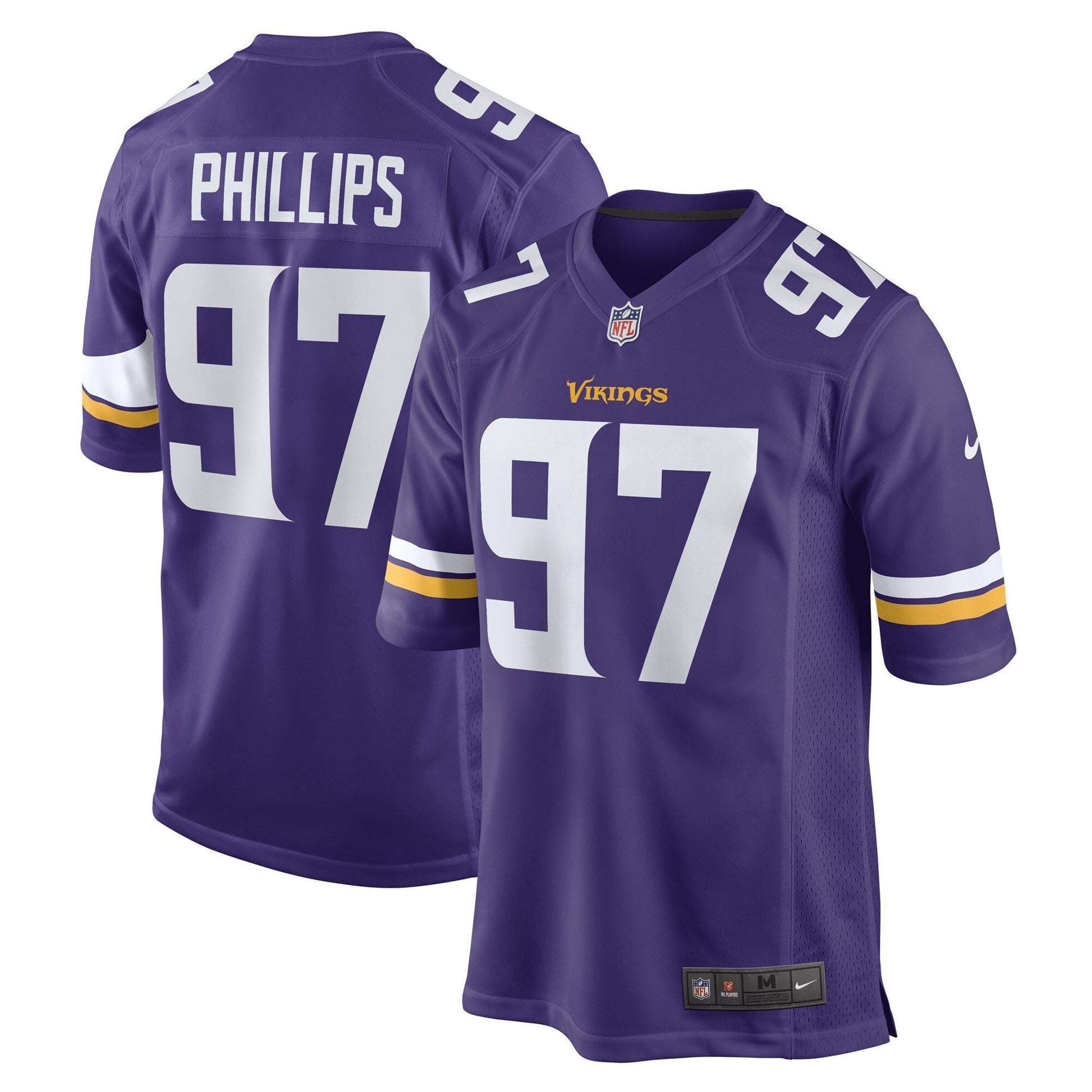 Harrison Phillips Minnesota Vikings Game Jersey - Purple football jersey product view 1