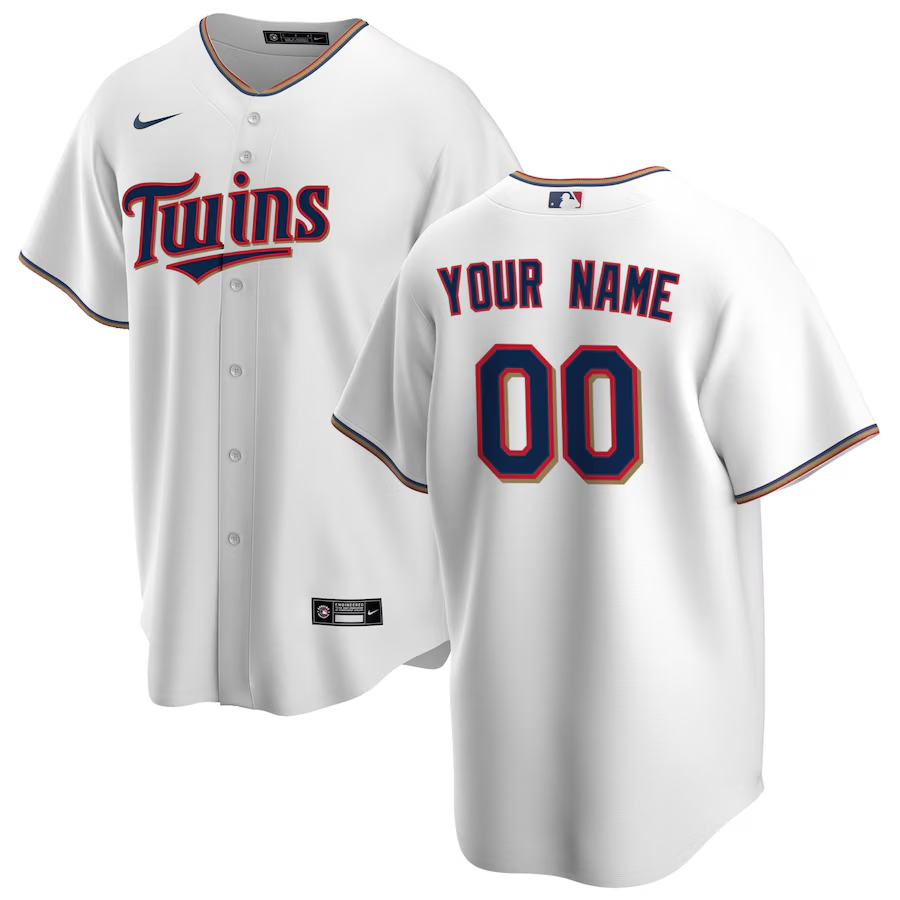 Men's Minnesota Twins White Replica Custom Jersey baseball jersey product view 1
