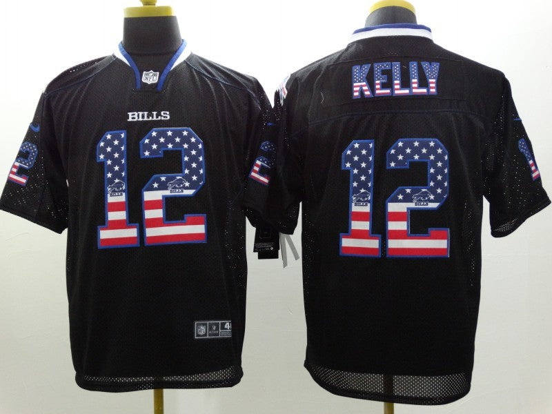 Men's Buffalo Bills Jim Kelly #12 Black Game Jersey1 football jersey product view 1