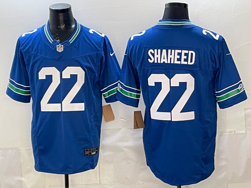 Men's Seattle Seahawks Rashid Shaheed #22 Royal Alternate Game Jersey football jersey product view 1