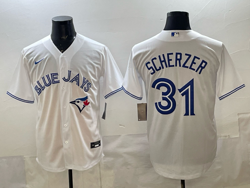 Men's Toronto Blue Jays Max Scherzer White Home Replica Jersey baseball jersey product view 1