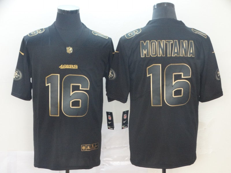 Men's San Francisco 49ers Joe Montana #16 Black Authentic Game Jersey1 football jersey product view 1