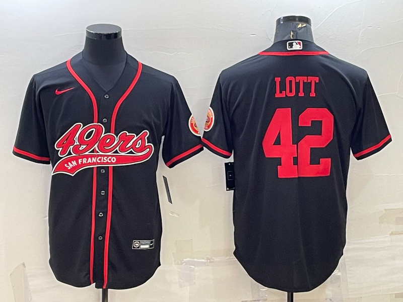 Men's San Francisco 49ers Ronnie Lott Black Game Jersey Joint Edition football jersey product view 1