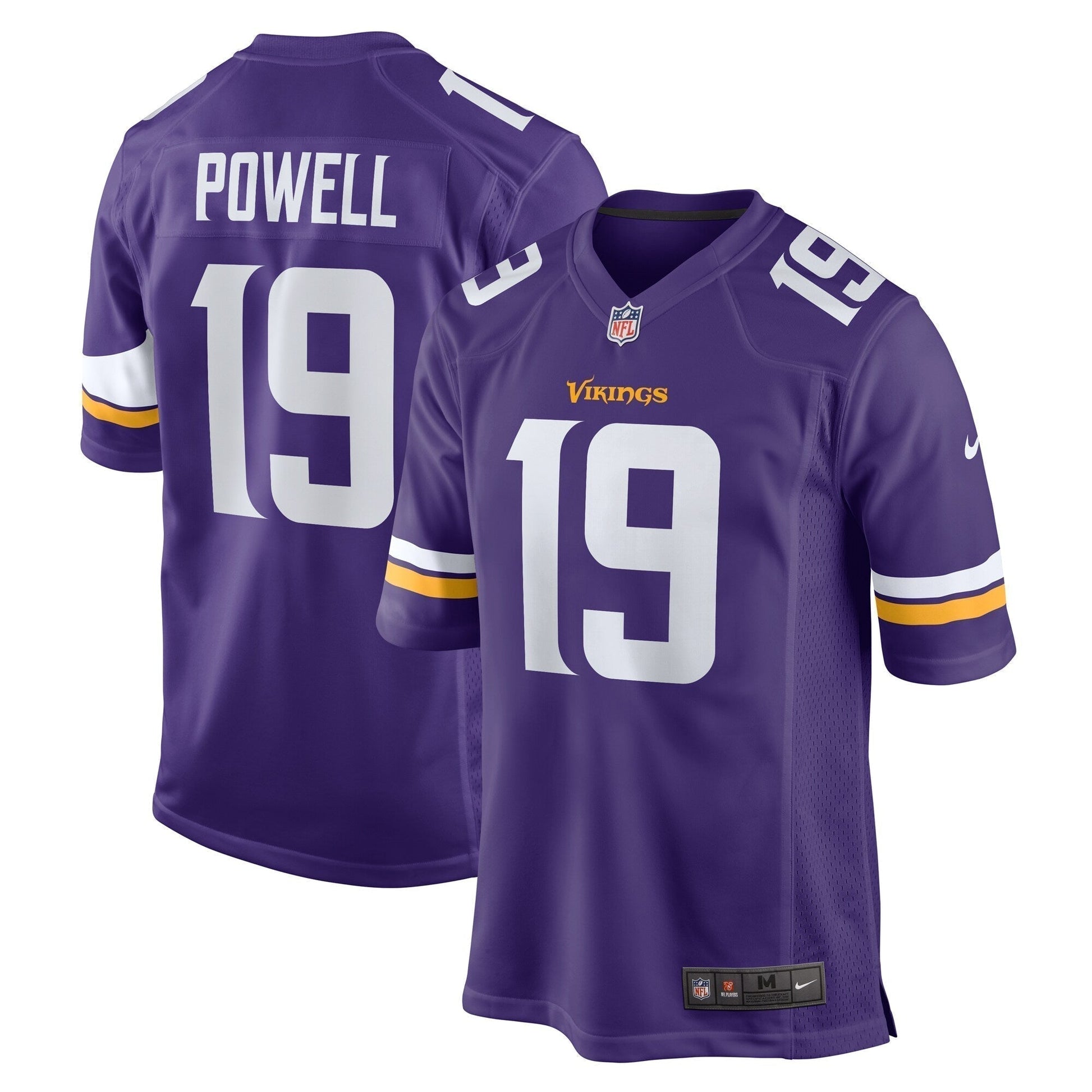 Brandon Powell Minnesota Vikings Game Jersey - Purple football jersey product view 1