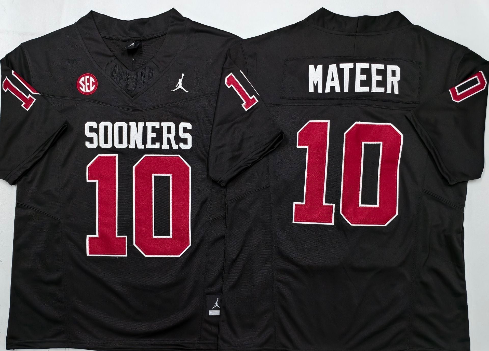 Men's Oklahoma Sooners John Mateer Black Player Jersey sports jersey product view 1