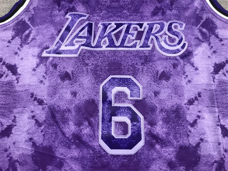 Lebron James LA Lakers Purple Jersey #6 basketball jersey product view 3