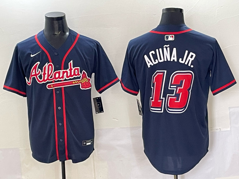 Men's Atlanta Braves Ronald Acuna Jr. Navy 2025 MLB Speedway Classic Alternate Limited Jersey baseball jersey product view 1