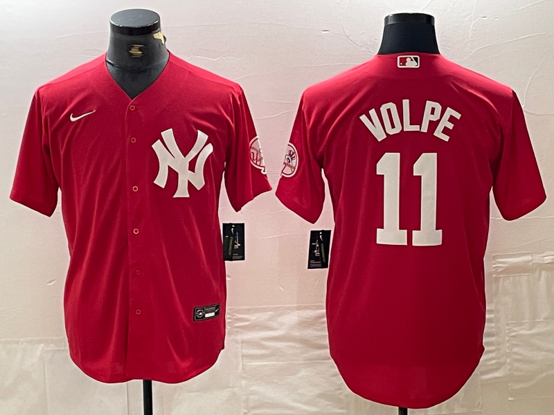 Men's New York Yankees Anthony Volpe #11 Red Replica Player Jersey1 baseball jersey product view 1