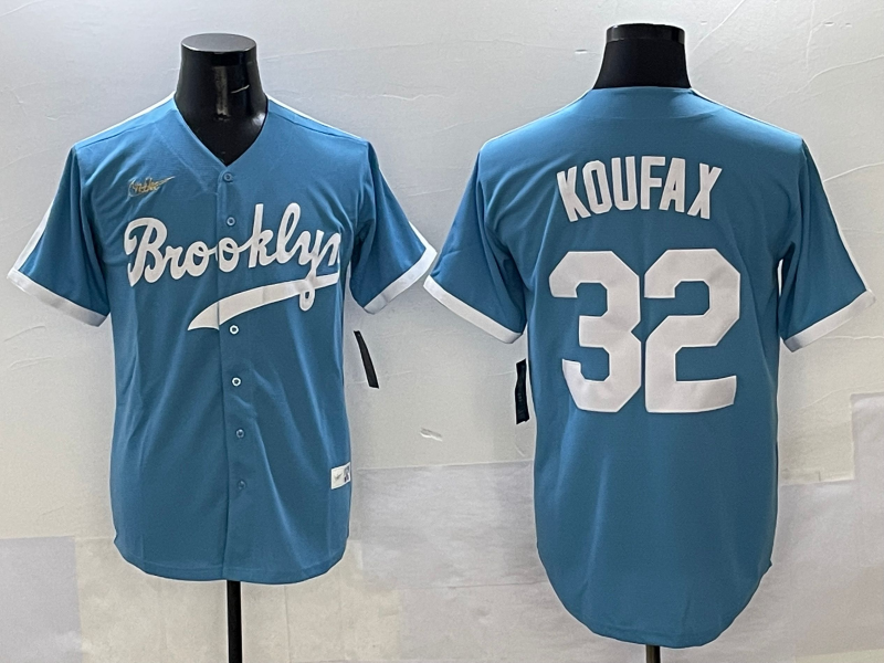 Men's Los Angeles Dodgers Sandy Koufax #32 Light Blue Player Jersey baseball jersey product view 1