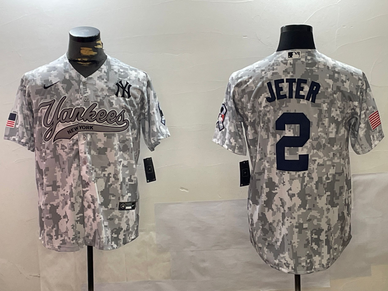 Men's New York Yankees Derek Jeter #2 Arctic Camo 2024 Salute to Service Limited Jersey1 baseball jersey product view 1