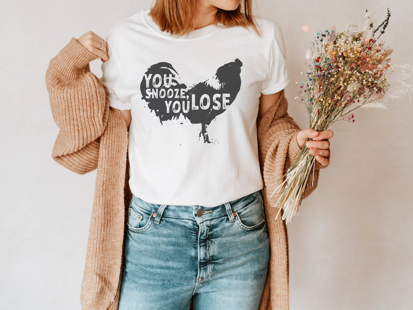 You Snooze You Lose Rooster Tee | Chicken Shirt Unisex T-shirt, Sweatshirt, Hoodie, Long Sleeve Tee - T-Shirt, Sweatshirt, Hoodie