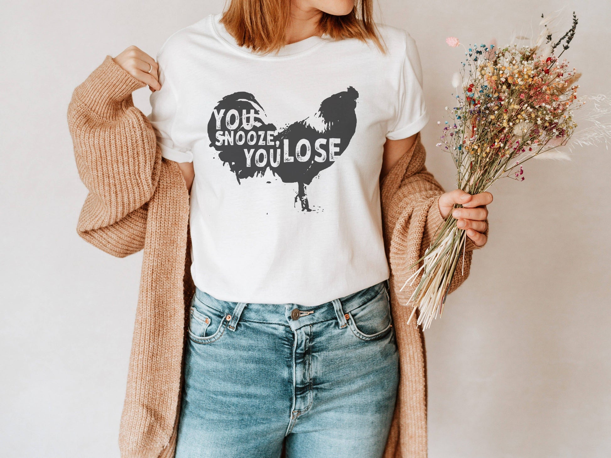 You Snooze You Lose Rooster Tee | Chicken Shirt Unisex T-shirt, Sweatshirt, Hoodie, Long Sleeve Tee - T-Shirt, Sweatshirt, Hoodie