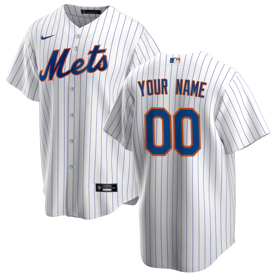 Men's New York Mets White Home Replica Custom Jersey baseball jersey product view 1