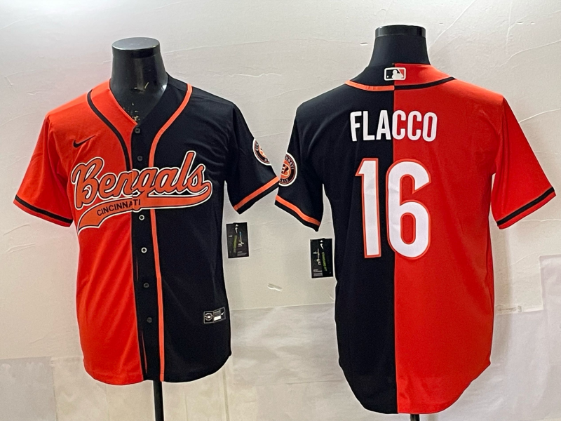 Men's Cincinnati Bengals Joe Flacco Orange/Black Team Game Jersey football jersey product view 1