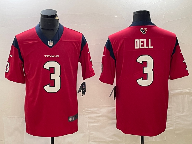 Men's Houston Texans Tank Dell Red Player Game Jersey football jersey product view 1