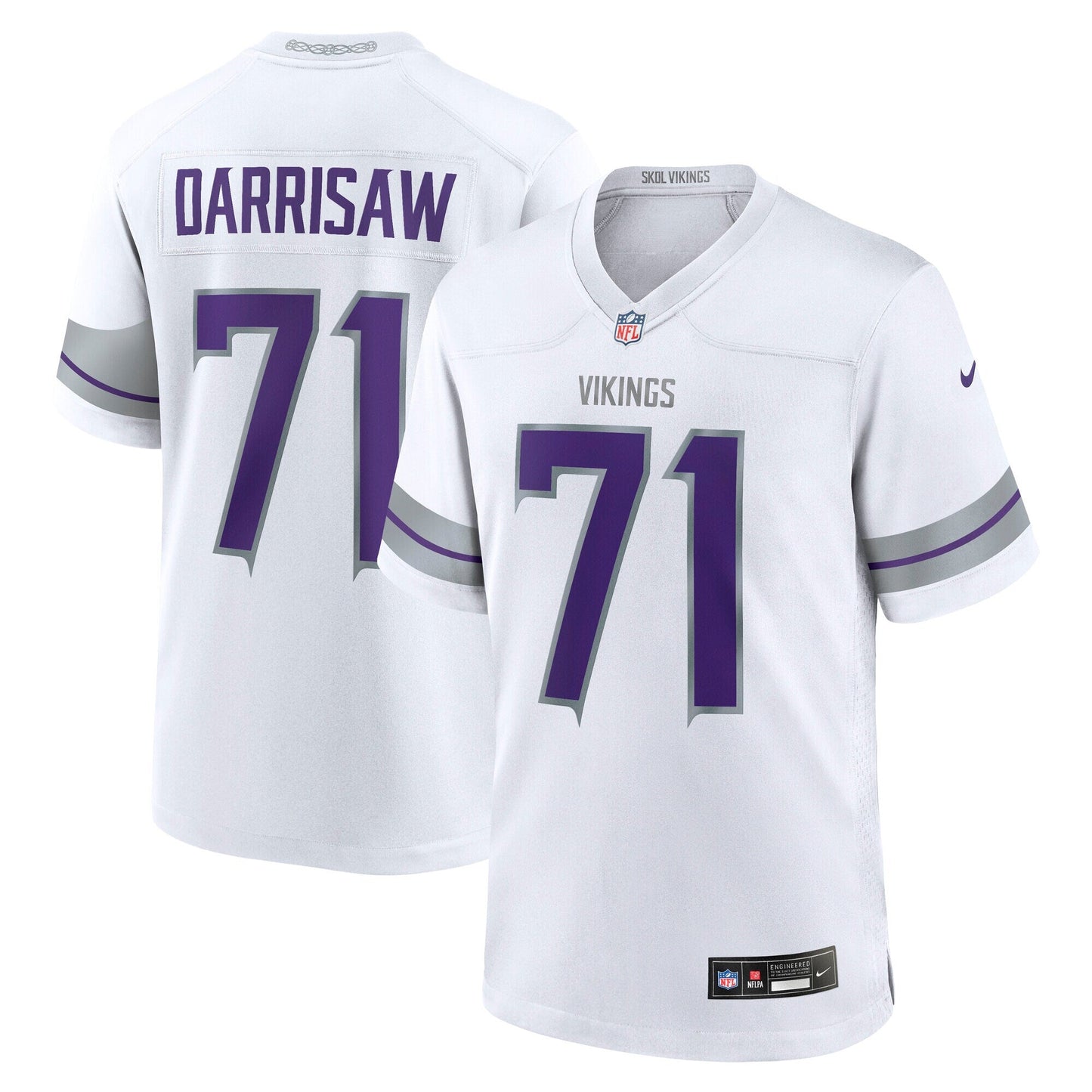 Christian Darrisaw Minnesota Vikings Alternate Game Jersey - White football jersey product view 1