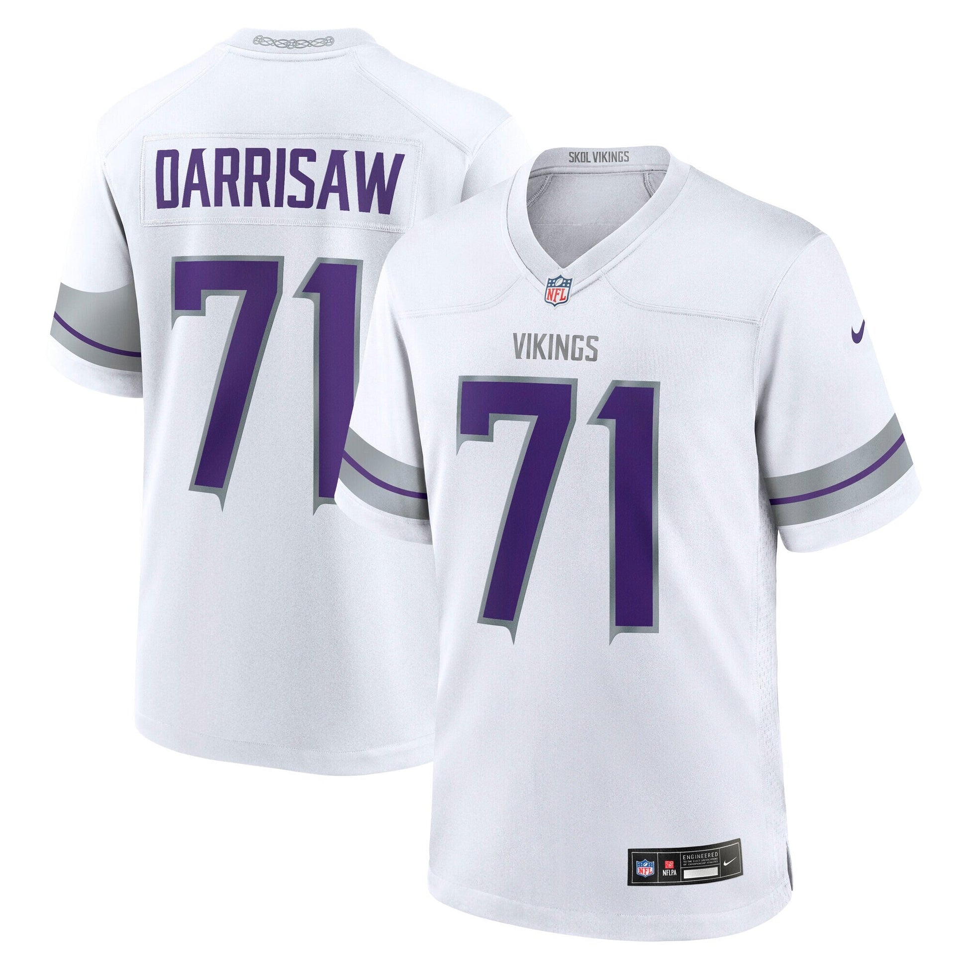 Christian Darrisaw Minnesota Vikings Alternate Game Jersey - White football jersey product view 1