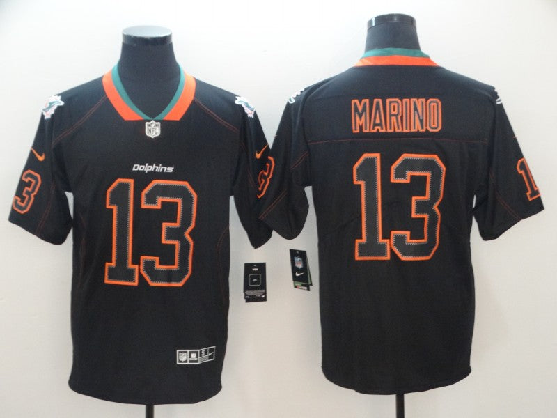Men's Miami Dolphins Dan Marino #13 Black Team Game Jersey1 football jersey product view 1
