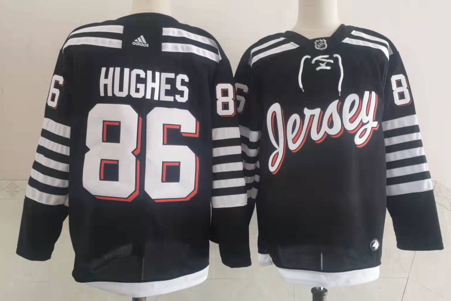 Men's New Jersey1 Devils Jack Hughes #86 Black Player Game Jersey1 sports jersey product view 1