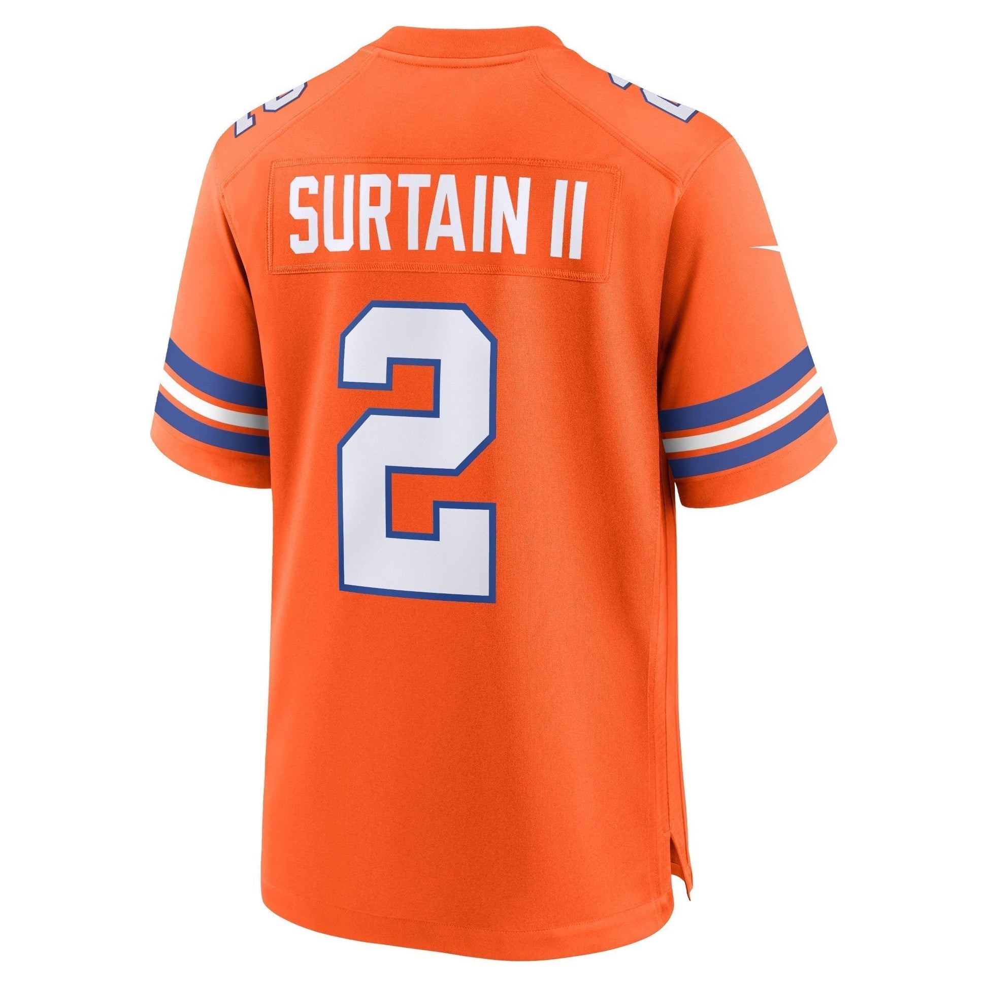 Patrick Surtain II Denver Broncos Mile High Collection 1977 Throwback Game Jersey - Orange football jersey product view 3