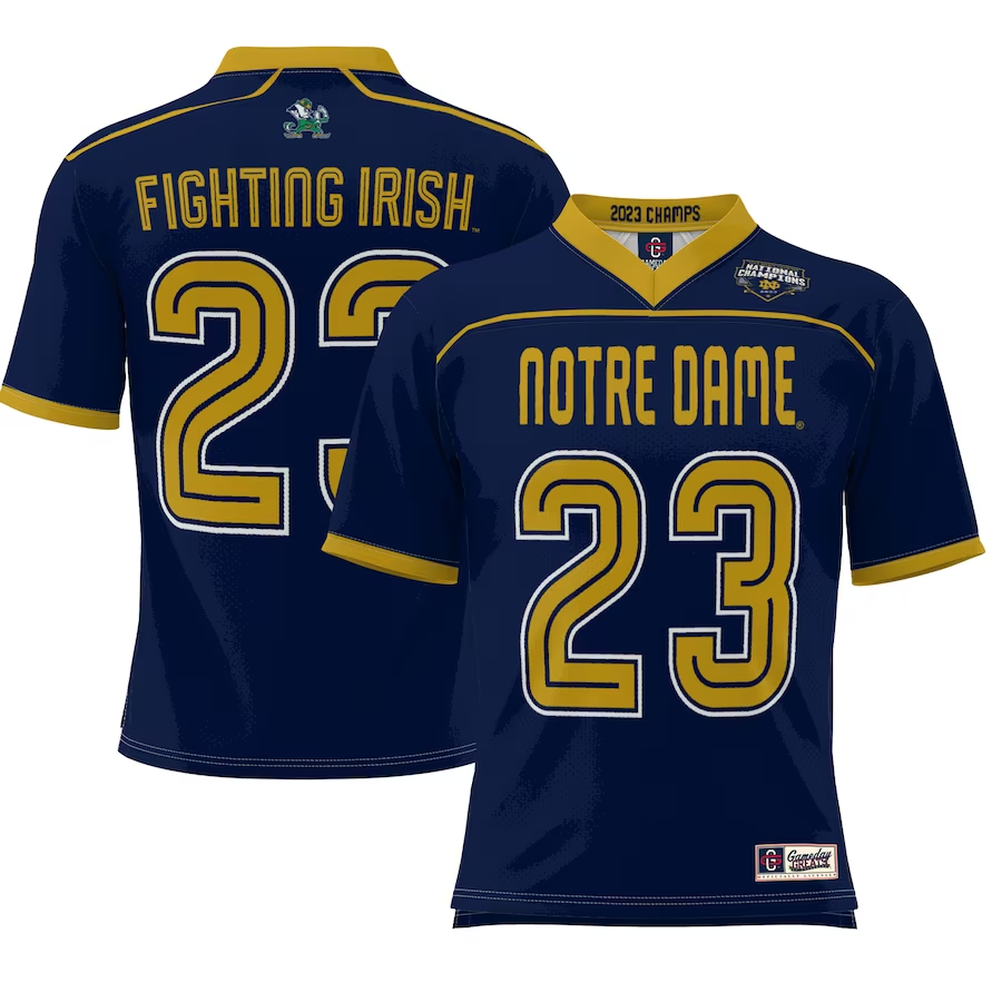 Men's Notre Dame Fighting Irish Navy 2023 Champions Lightweight Jersey sports jersey product view 1