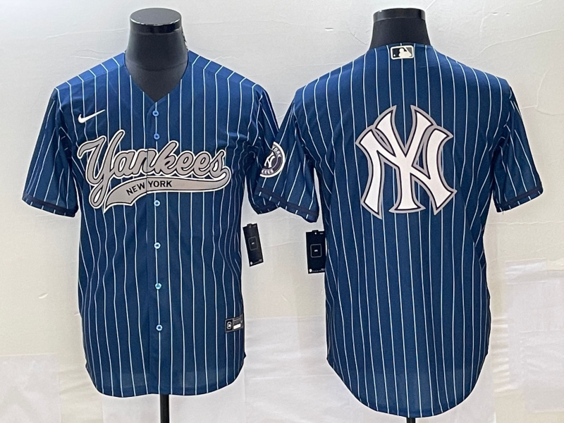 Men's New York Yankees Blue Replica Player Jersey1 Joint Edition baseball jersey product view 1