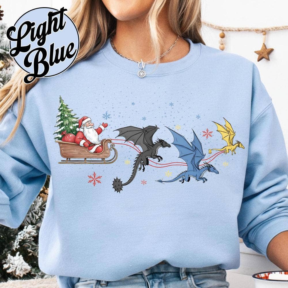 Fantasy Dragon Rider Holiday Crewneck Sweater Unisex T-shirt, Sweatshirt, Hoodie, Long Sleeve Tee - T-Shirt, Sweatshirt, Hoodie