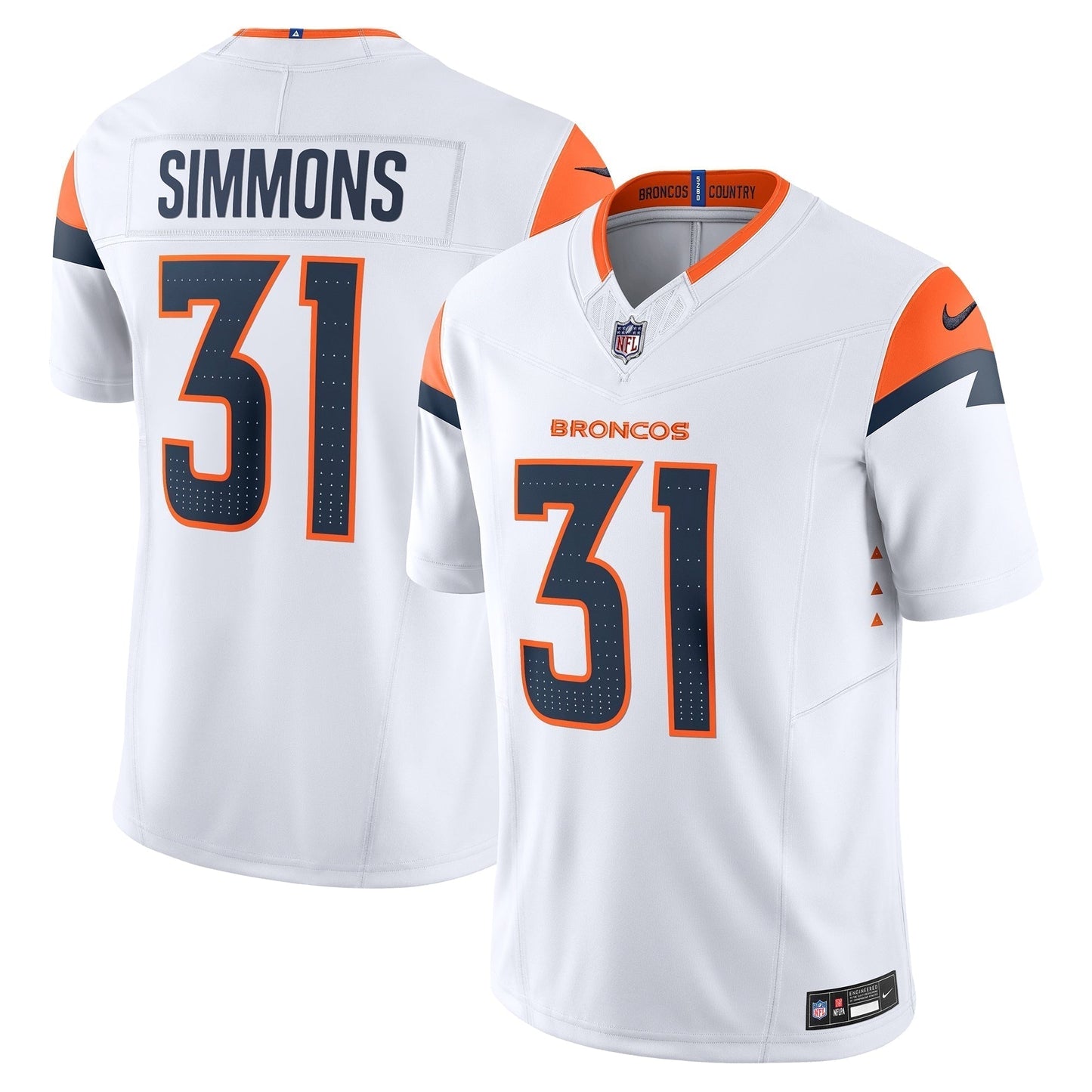 Justin Simmons Denver Broncos Vapor F.U.S.E. Limited Jersey - White football jersey product view 1