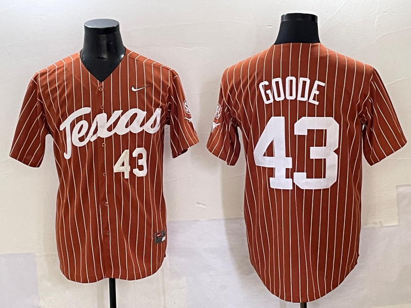 Men's Texas Longhorns Leighann Goode #43 Brown Replica Player Jersey sports jersey product view 1