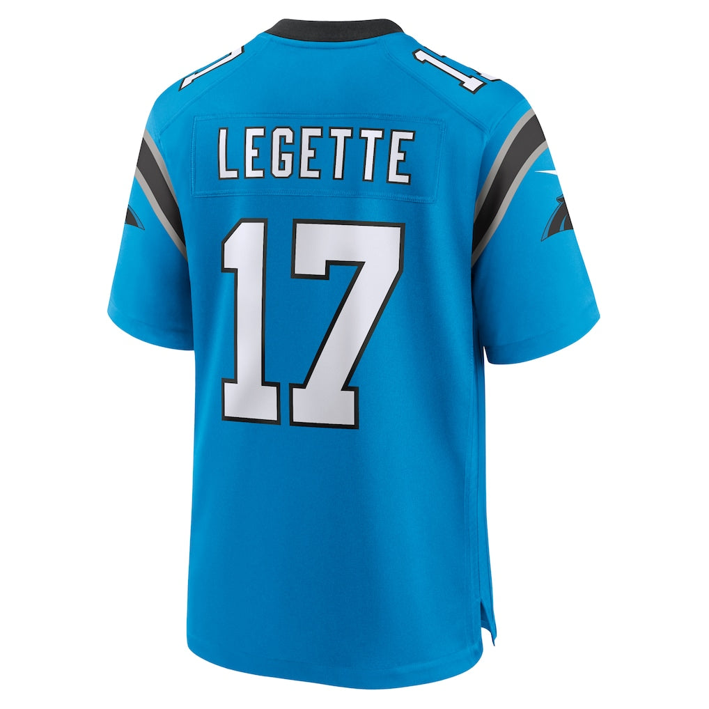 C.Panthers #17 Xavier Legette Blue Alternate Game Jersey sports jersey product view 1