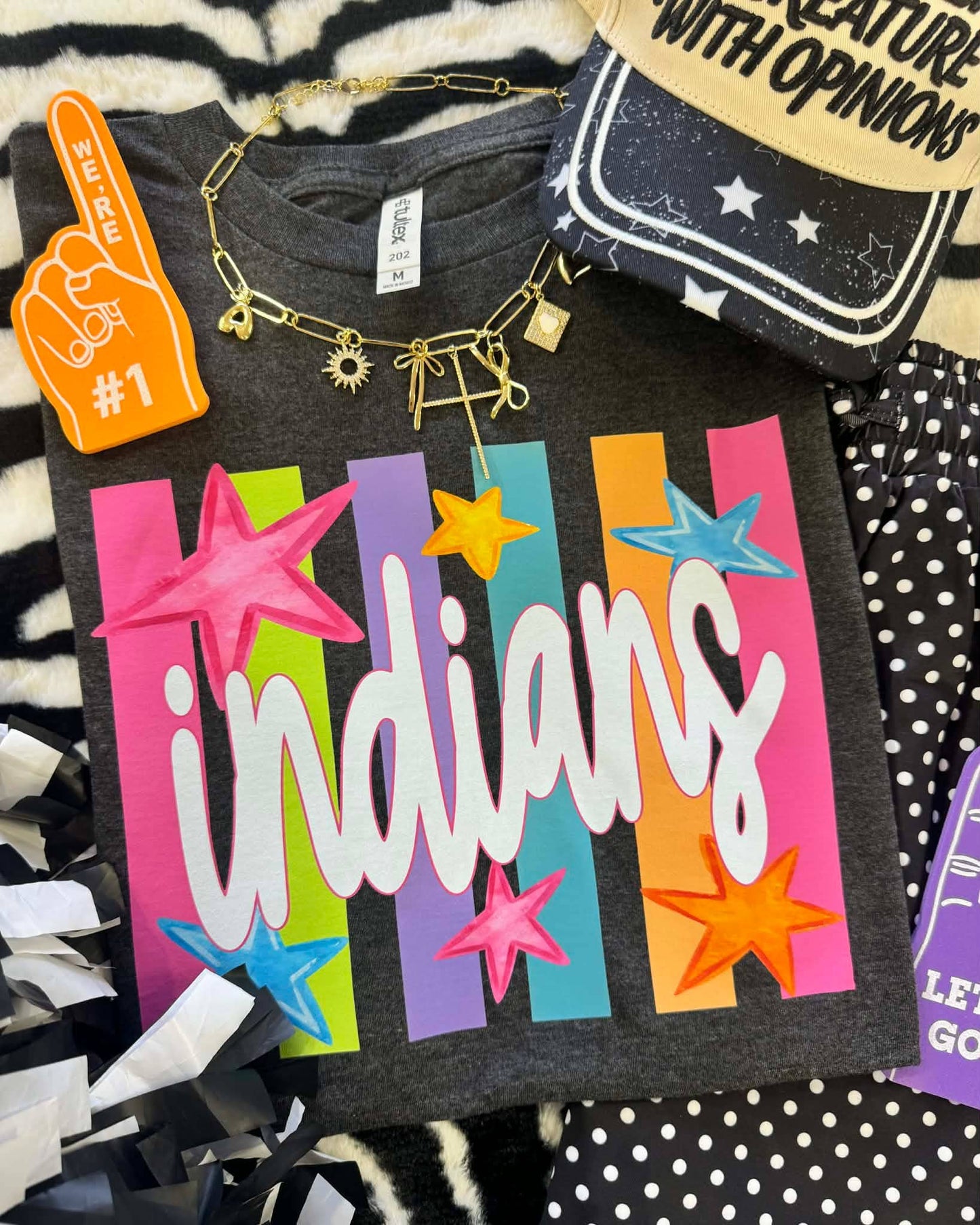 Indians Neon Rainbow Stars Tee Unisex T-shirt, Sweatshirt, Hoodie, Long Sleeve Tee - T-Shirt, Sweatshirt, Hoodie
