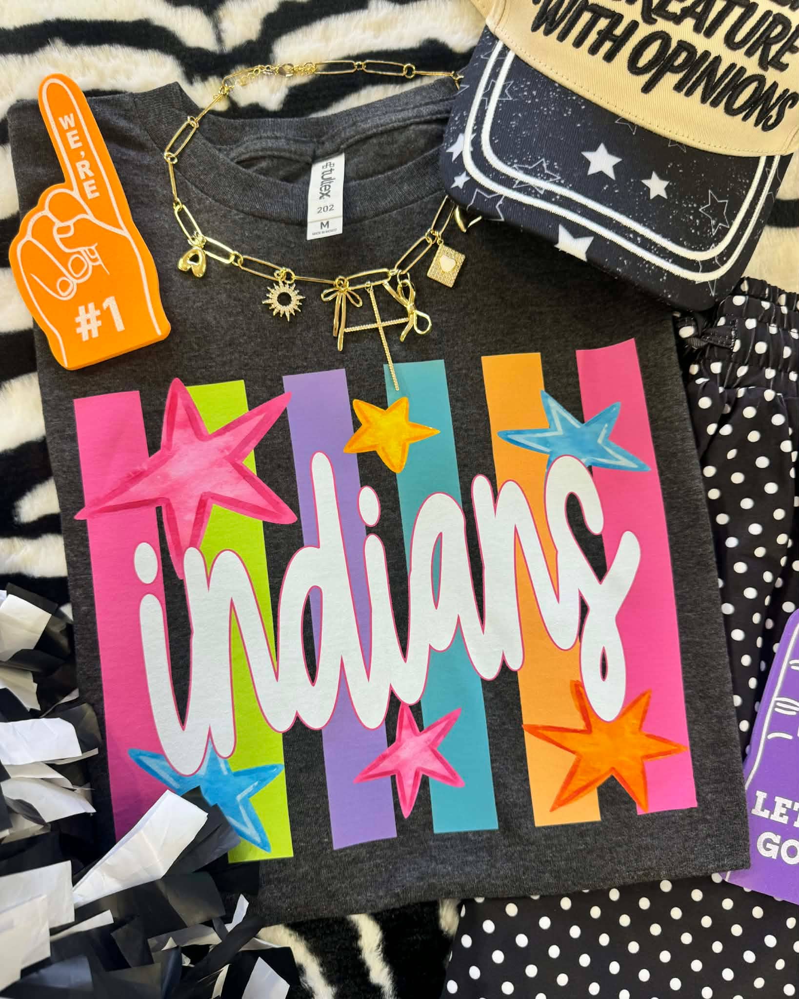 Indians Neon Rainbow Stars Tee Unisex T-shirt, Sweatshirt, Hoodie, Long Sleeve Tee - T-Shirt, Sweatshirt, Hoodie
