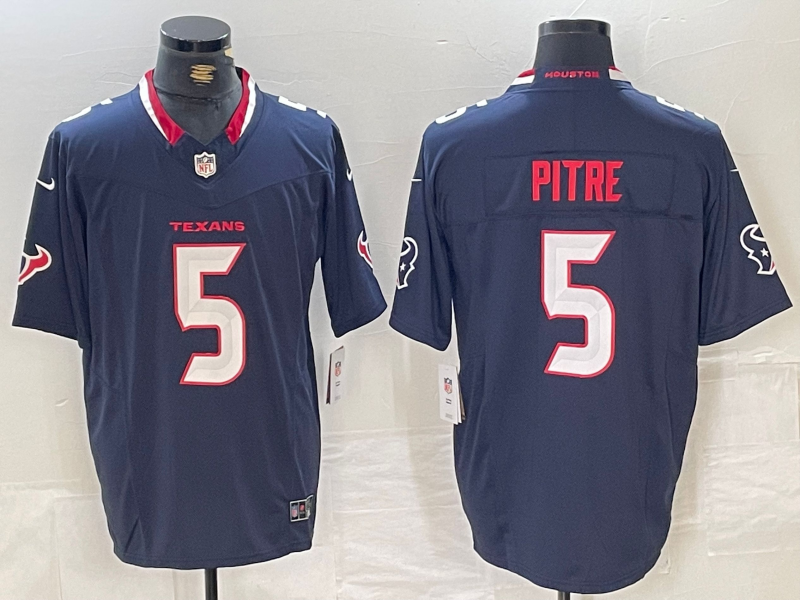 Men's Houston Texans Jalen Pitre #5 Navy Game Jersey football jersey product view 1
