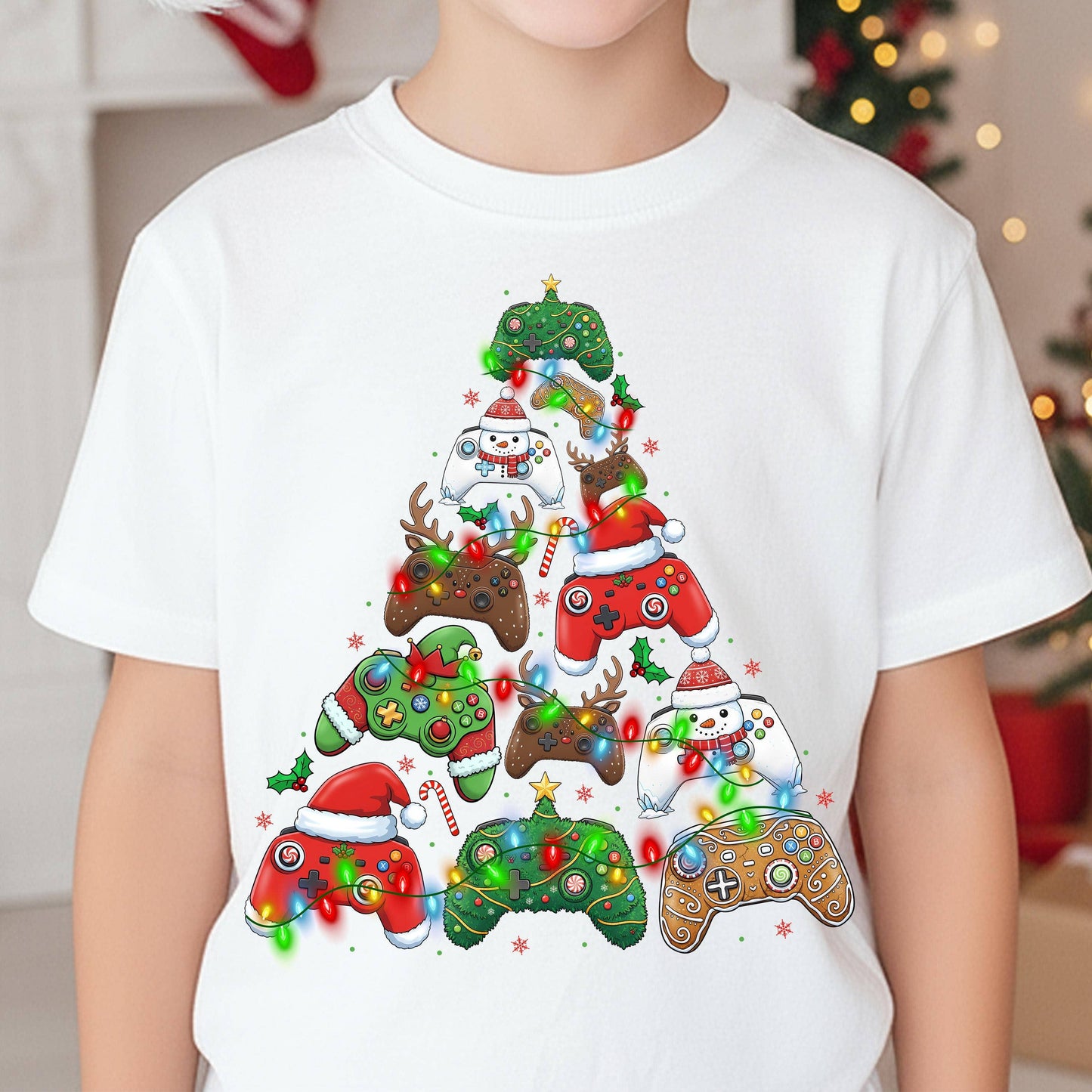 Santa Gamer Xmas Tree Boys Holiday Shirt Unisex T-shirt, Sweatshirt, Hoodie, Long Sleeve Tee - T-Shirt, Sweatshirt, Hoodie
