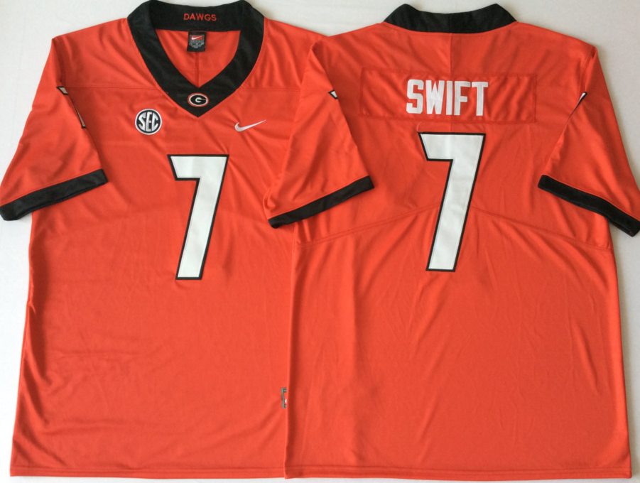 Men's Georgia Bulldogs D'Andre Swift Red Player Game Jersey sports jersey product view 1