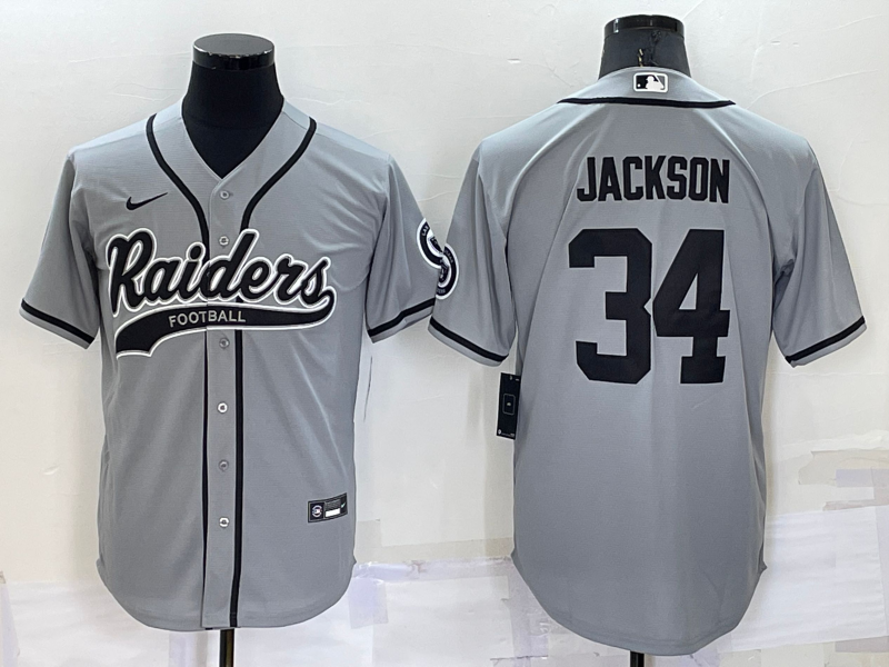 Men's Las Vegas Raiders Bo Jackson #34 Gray Game Jersey1 Joint Edition football jersey product view 1