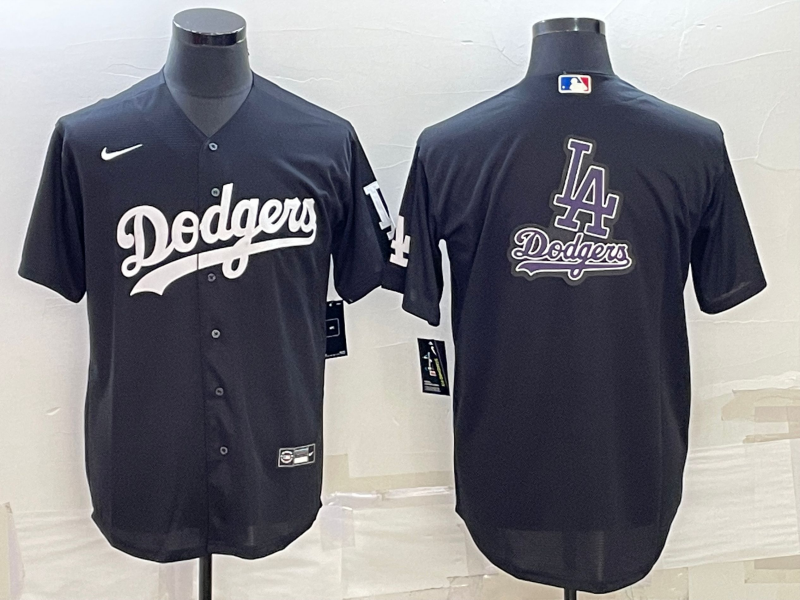 Men's Los Angeles Dodgers1 Black Authentic Patch Jersey baseball jersey product view 1