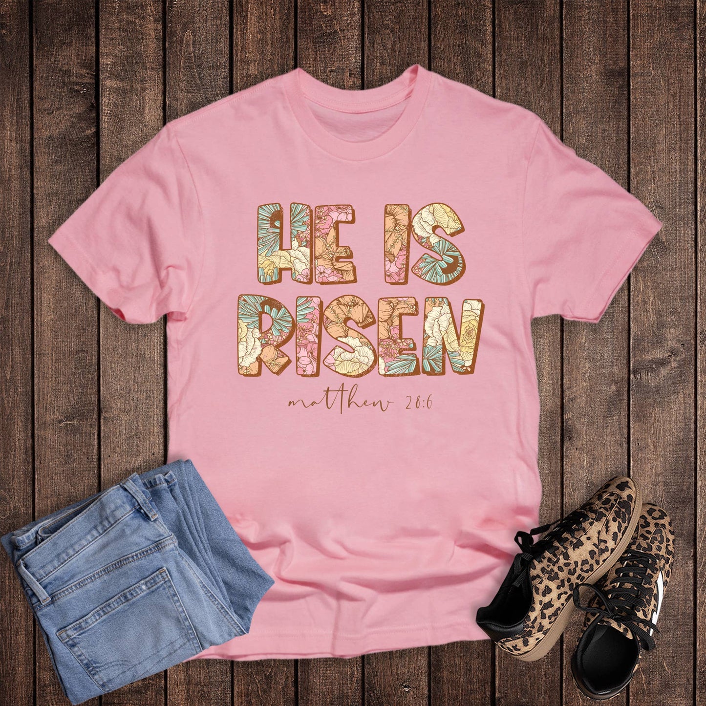 Easter Boho He Is Risen Matthew 28:6 Graphic Tee Unisex T-shirt, Sweatshirt, Hoodie, Long Sleeve Tee - T-Shirt, Sweatshirt, Hoodie
