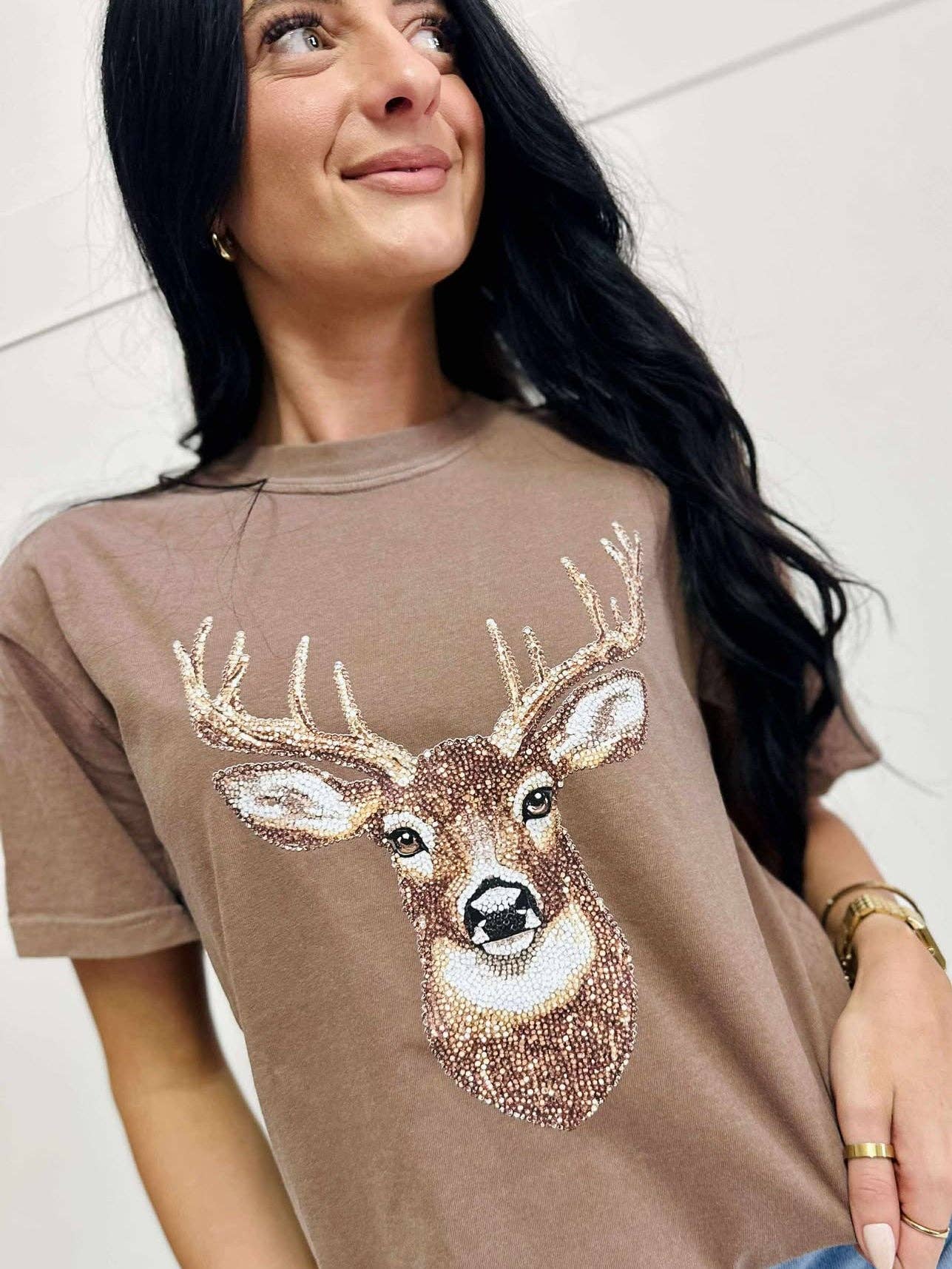 Faux Rhinestone Deer Dtf Graphic Tee or Sweatshirt Unisex T-shirt, Sweatshirt, Hoodie, Long Sleeve Tee - T-Shirt, Sweatshirt, Hoodie